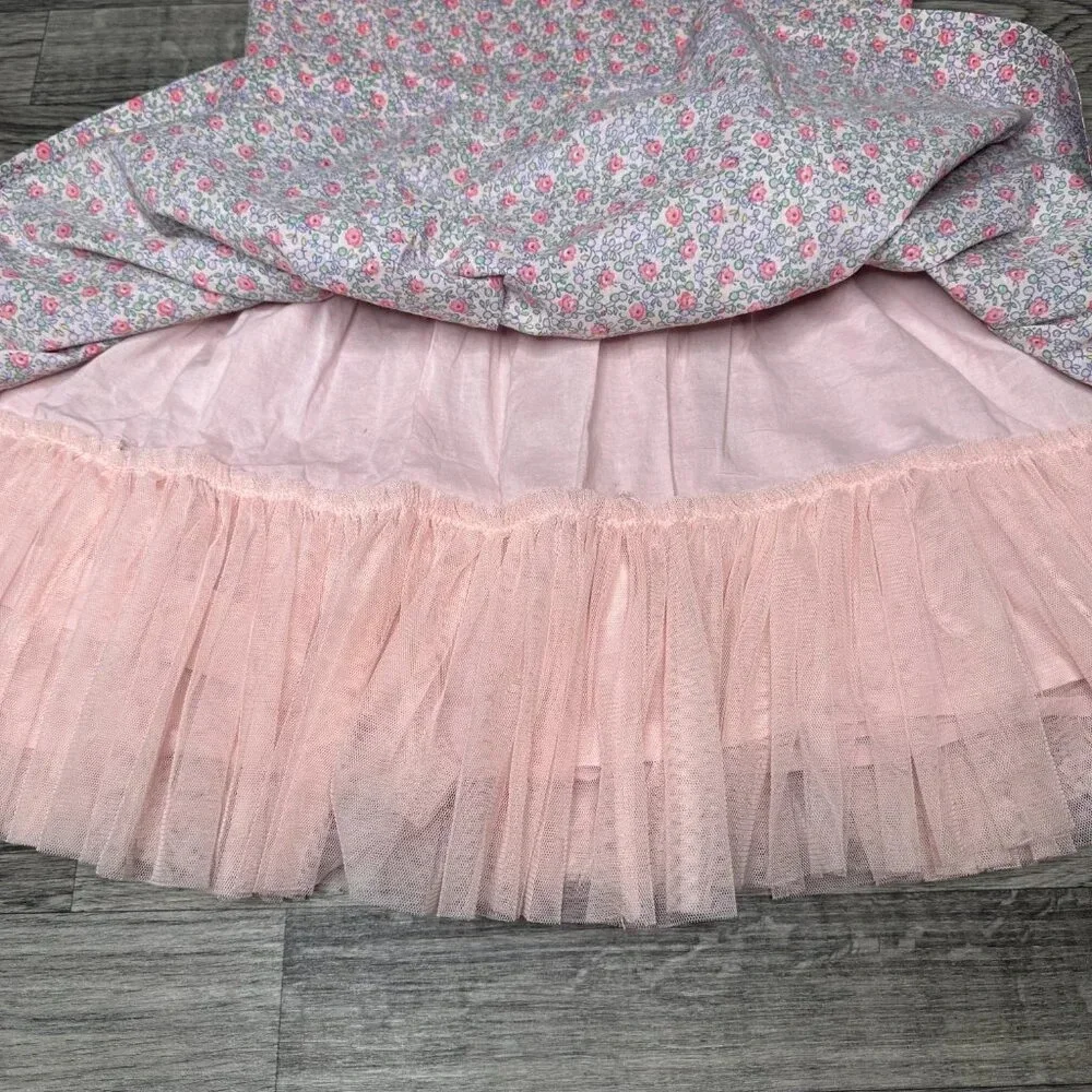 Gap Kids Little Girl's Drop Waist Floral Pink Dress w/ Tulle Slip Size L
